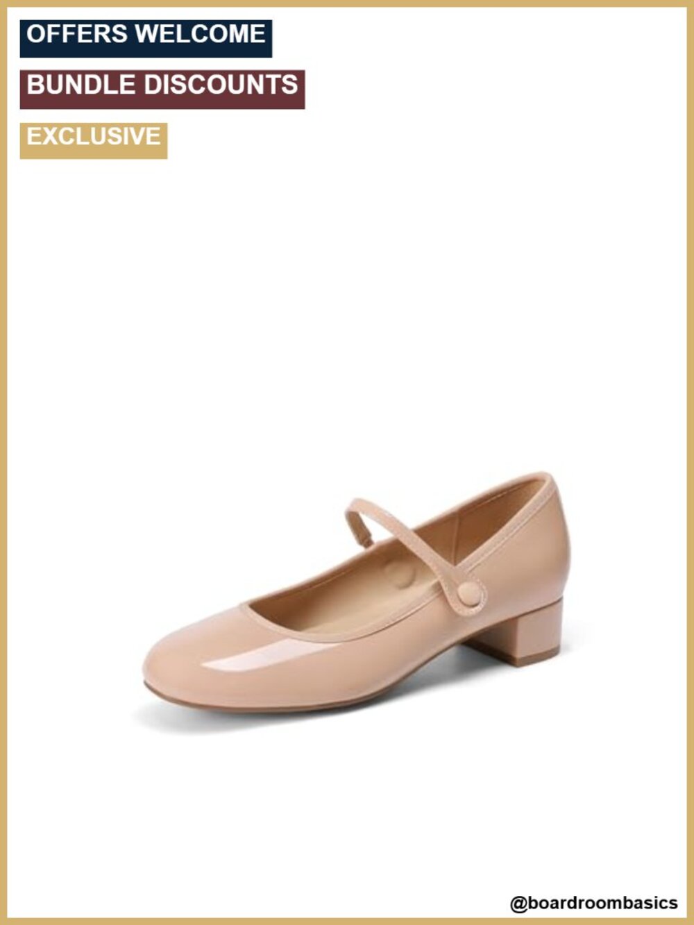 Mary Jane Dress Heels with Arch Support, Low Chunky Block Heel, Closed Toe